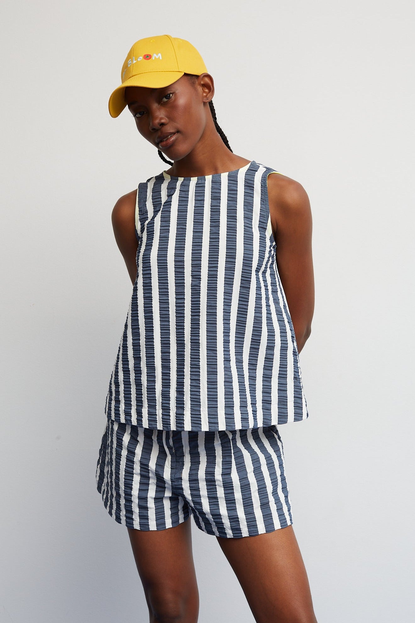 Navy Blue Fresco Top