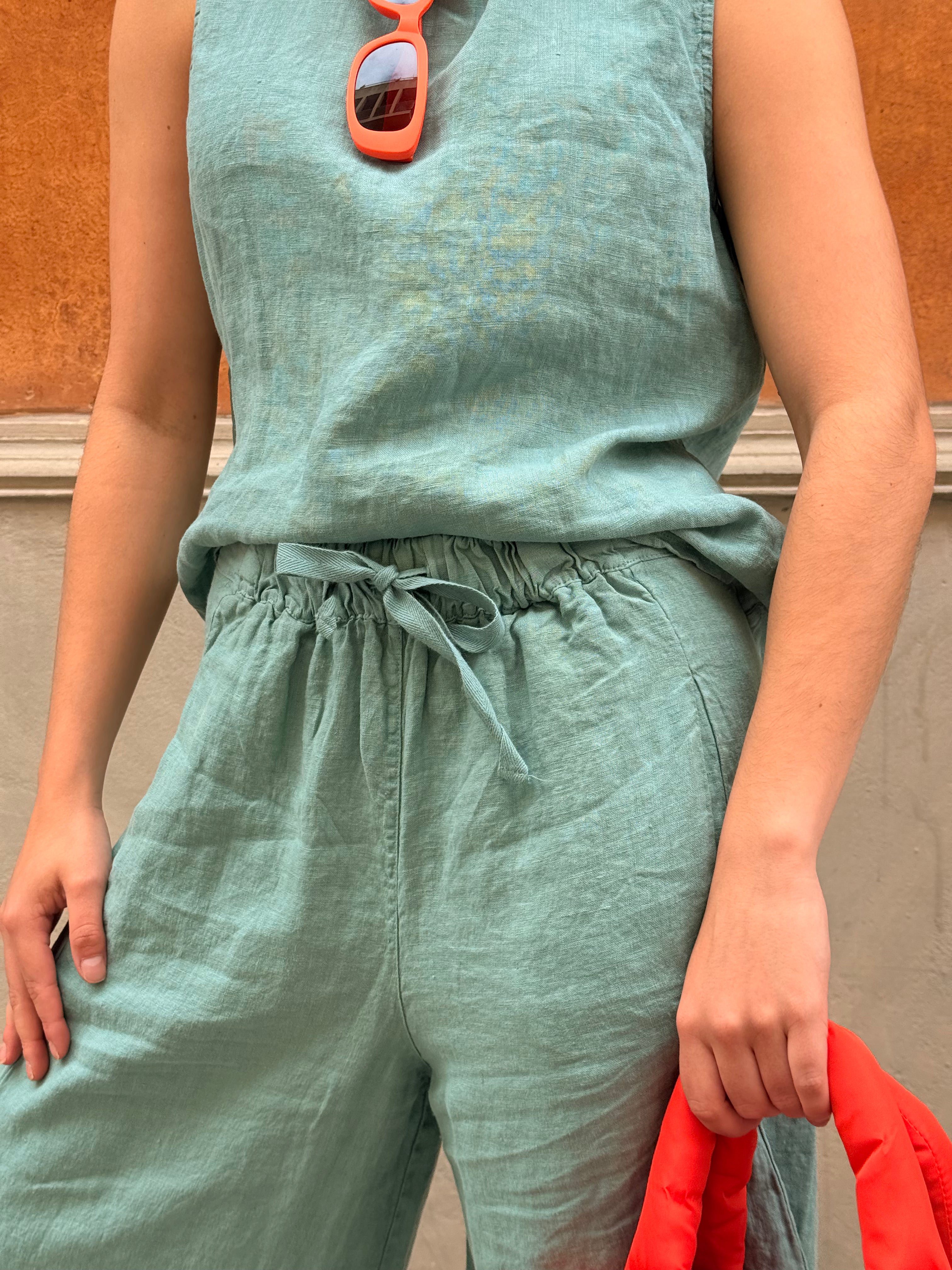 Pantalón Bomba Lino Verde
