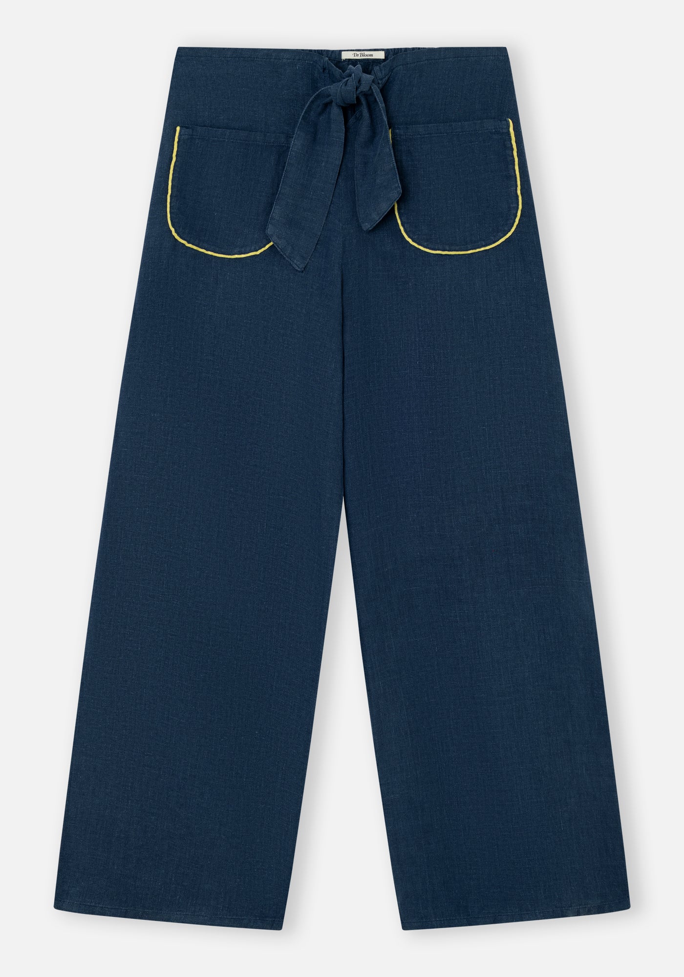 Blaue Leinenhose mit Schleife