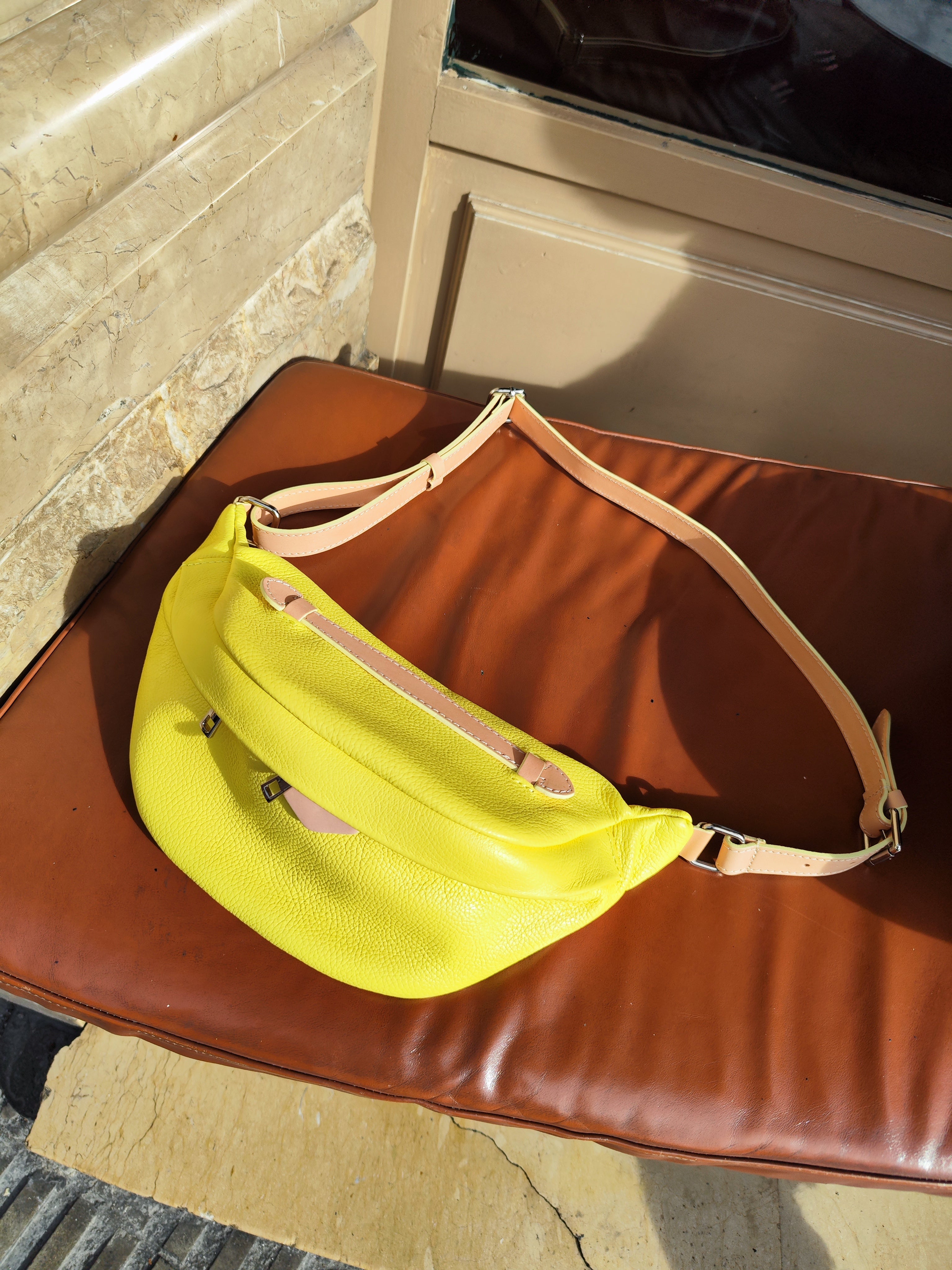 Yellow Leather Waist Bag
